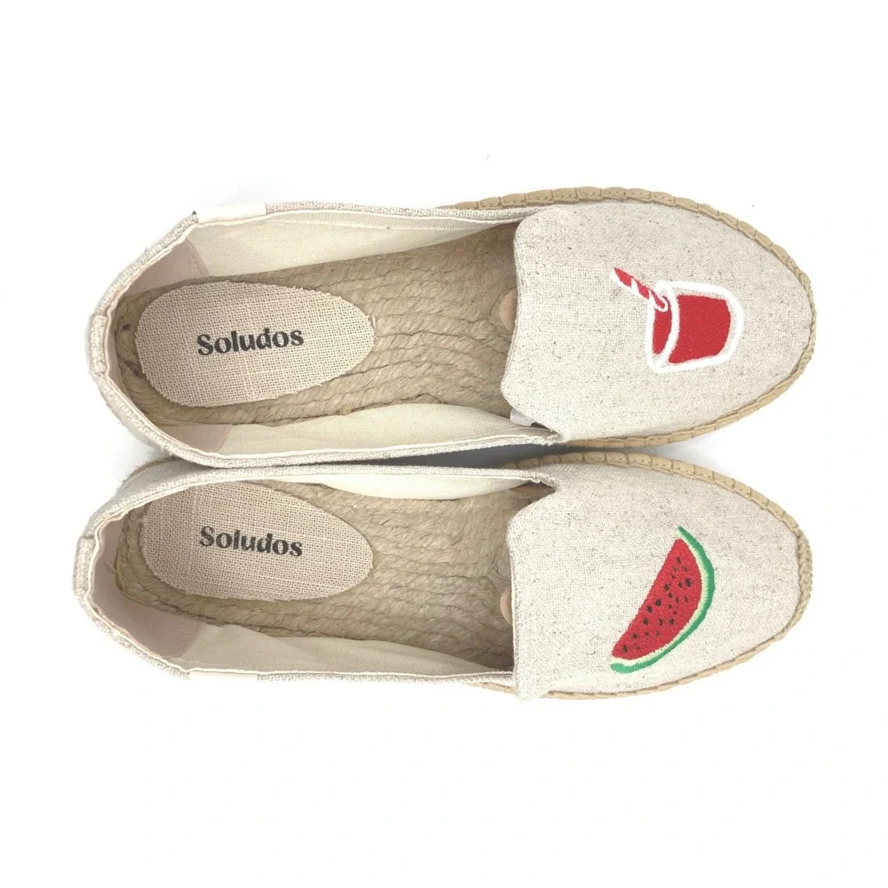 Soludos‎ Espadrilles Womens 8.5 Sand Canvas Watermelon Juice Platform Boho